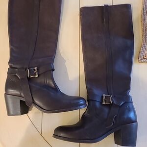 FRYE Malorie Knotted Tall Brown Leather Boots Size 7B